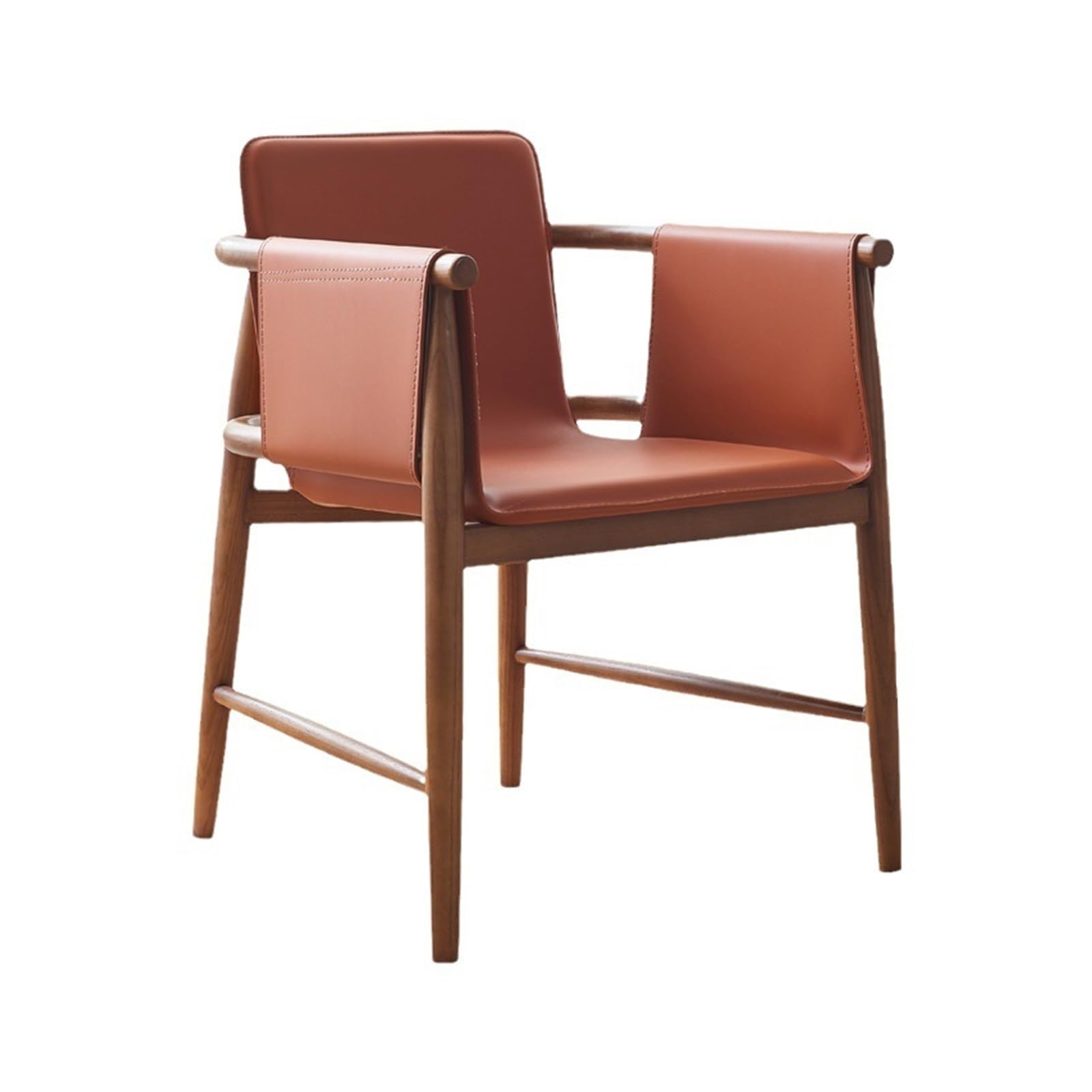 T2H9B5V4G8 Dining Chairs Saddle Leather Dining Chair Leisure Solid Wood Living Room Back Ash Hotel Balcony