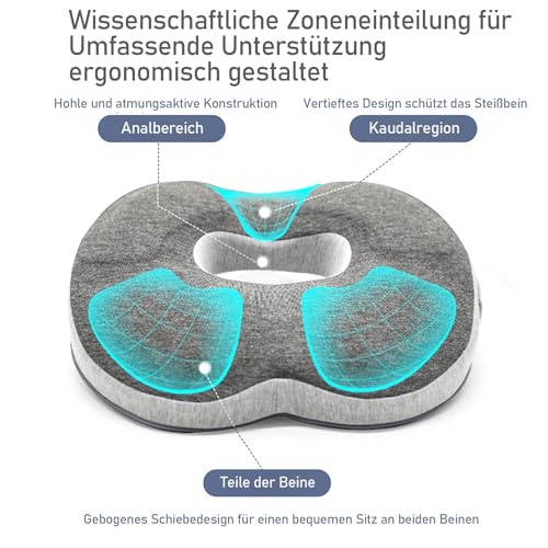 Auoketuo Anti-Dekubitus Sitzkissen – Orthopädisches Donut-Kissen, wirksam bei Hämorrhoiden, Prostatabeschwerden, Steißbein-, Ischias- und Rückenschmerzen, ideal für den Einsatz zu Hause, im Büro
