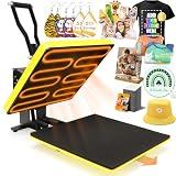 Whubefy Heat Press Machine for T Shirts 15x15 Slide Out Drawer with Counting Function & 3 Pre-Set Modes, Pressure Knob, Digital Industrial Clamshell Sublimation Printer Heat Transfer Vinyl DIY Yellow