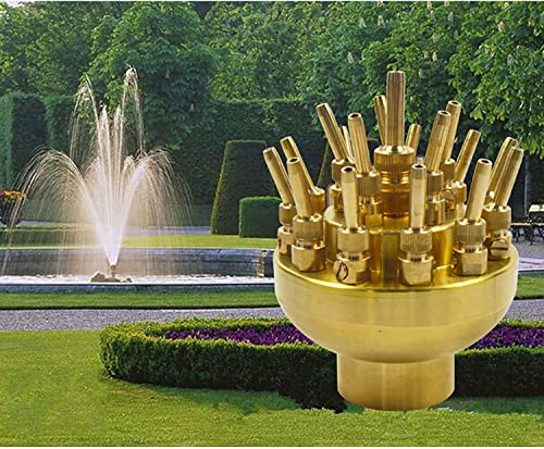 INTBUYING 6,6 cm DN50 3-lagige Wasserbrunnen-Düse, 17 Sprinkler, verstellbar, Mehrrohr-Sprühkopf, Messing-Kristallkugel Cover