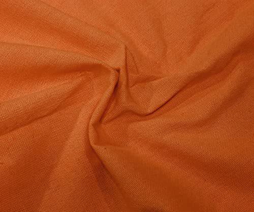 Image of HOME COLORS.IN Plain Solid Cotton 4 Seater Round Table Cover - Durable - Machine Washable - Every Day use Dining Table Cloth - 60 x 60 Inch - Orange