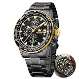 OLEVS Watch for Men, Fashion Dress Mens Watches, Stainless Steel Waterproof Analog Quartz Wristwatch, Elegant Gifts for Him - Dad & Boyfriend
