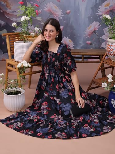 Robe maxi avec point smocké pour silhouette sublimée et confort - 4