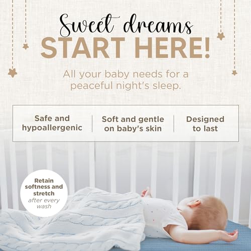 Image of Bassinet Fitted Sheets - Compatible with SNOO Happiest Baby Oval Bassinet | 100% Organic Muslin Cotton - Light Blue + Dark Blue | 30x16 (2 Pack)