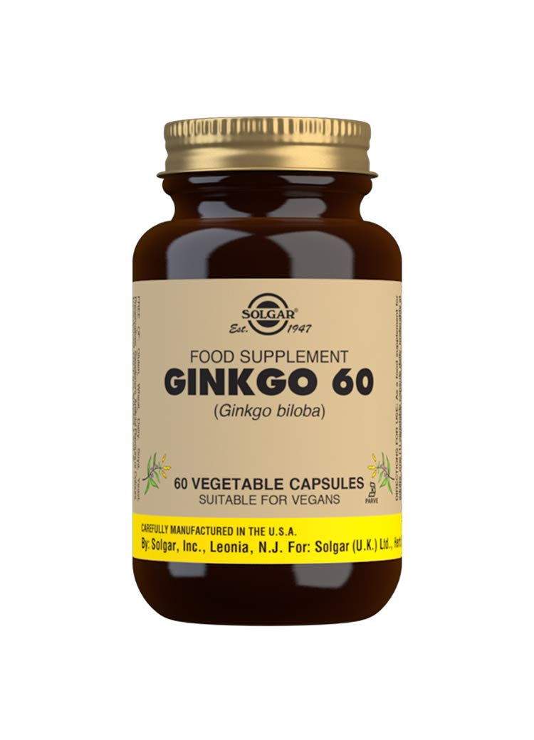 Solgar Ginkgo Vegetable Capsules - Pack of 60 - Premium Botanical Extract - Antioxidant Properties to Help Fight Free radicals - Supports Mental Alertness - Vegan