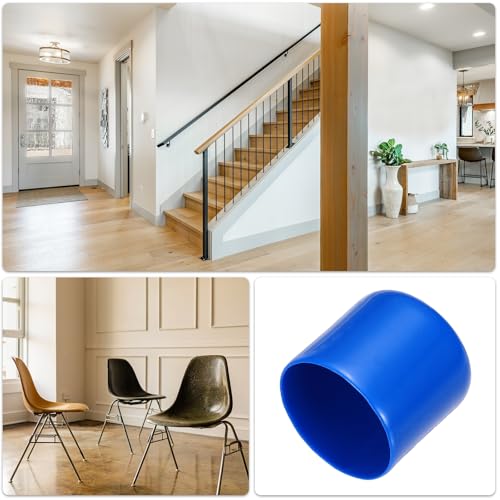 Image of uxcell 4pcs Rubber End Caps 32mm(1.3 Inch) ID Vinyl Round End Cap Cover Screw Thread Protectors Blue, 30mm Height