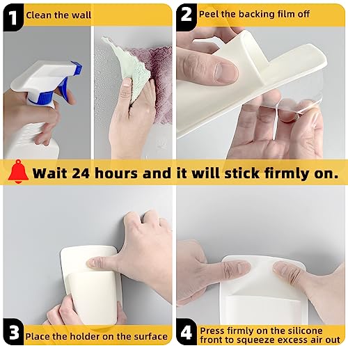 Qualsen Silicone Toothbrush Holder Mighty Toothpaste Razor Holder Bathroom Organizer Storage Wall Mounted Small Toiletry Items，2 Pcs (Whitex2) #TOP2