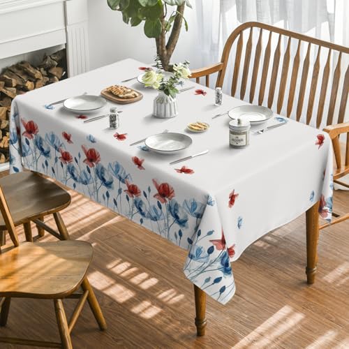 Horaldaily-4th-of-July-Tablecloth-6084-Inch-Rectangular-Blue-Red-Flowers-Printed-Independence-Day-Memorial-Day-Table-Cover-for-Party-Dinner-Patio-Garden-Picnic Horaldaily 4th of July Tablecloth 6084 Inch Rectangular Blue Red Flowers Printed Independence Day Memorial Day Table Cover for Party Dinner Patio Garden Picnic