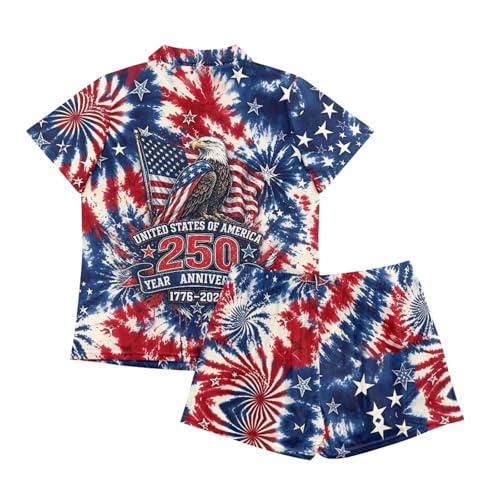 Image of Women's Short Sleeve Sleepwear Button 2 Piece Plus Size Pajamas Casual Soft Stretchy Funny Nightwear with Pockets