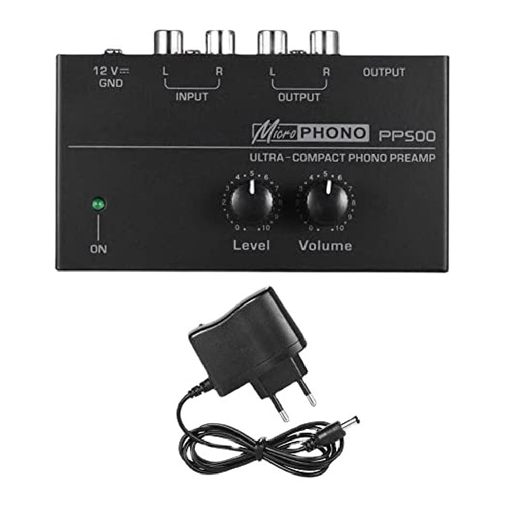 PP500 Pre Amp Preamplificatore Phono con Level Volume Control Spina EU