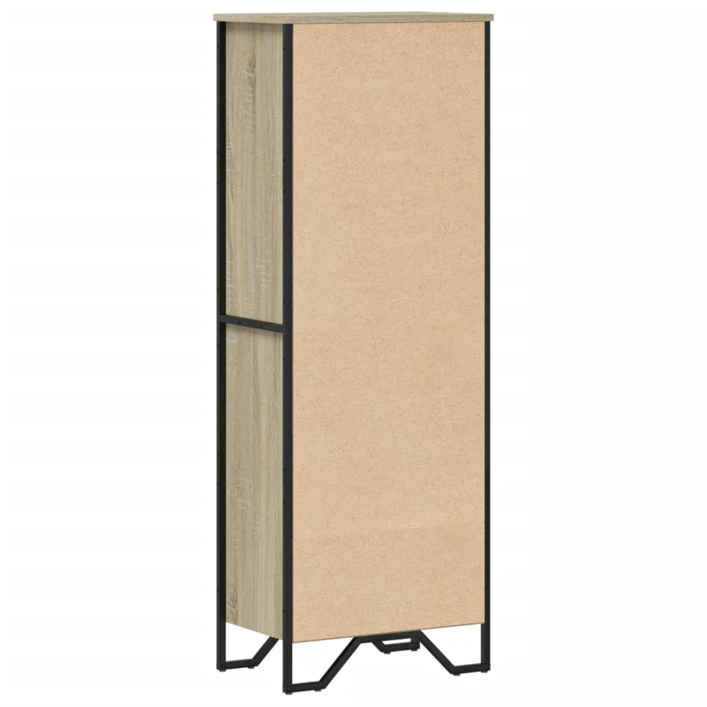 Libreria in rovere Sonoma, 50 x 31 x 137,5 cm, in legno con 4 scomparti aperti, piastra superiore stabile, piedini in metallo, supporto da parete, ideale per soggiorno, ufficio, cameretta dei