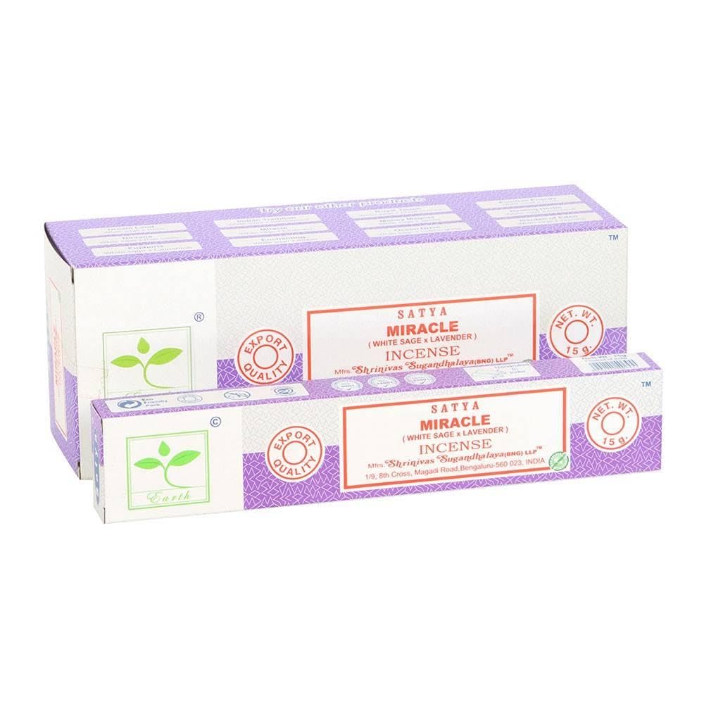 Satya Miracle Earth Incense Sticks - White Sage & Lavender Fragrance, Brown, One Size, Pack of 6