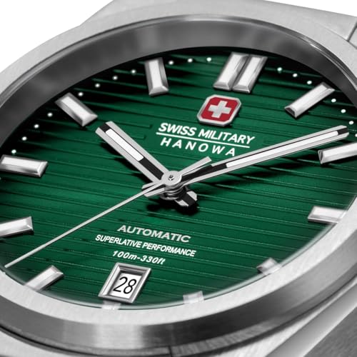 Image of Swiss Military Hanowa Avalanche Green Round Dial Swiss Made Automatic Watch for Men | SMWGL0006902