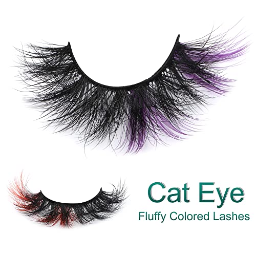Christmas Colored Lashes Mink Fluffy Volume False Eyelashes 18Mm 20Mm Dramatic Lashes With Colors Full 6D Fake Eyelashes Pack 5 Colors Pink Blue Green Red Purple Lashes By Winifred #TOP2