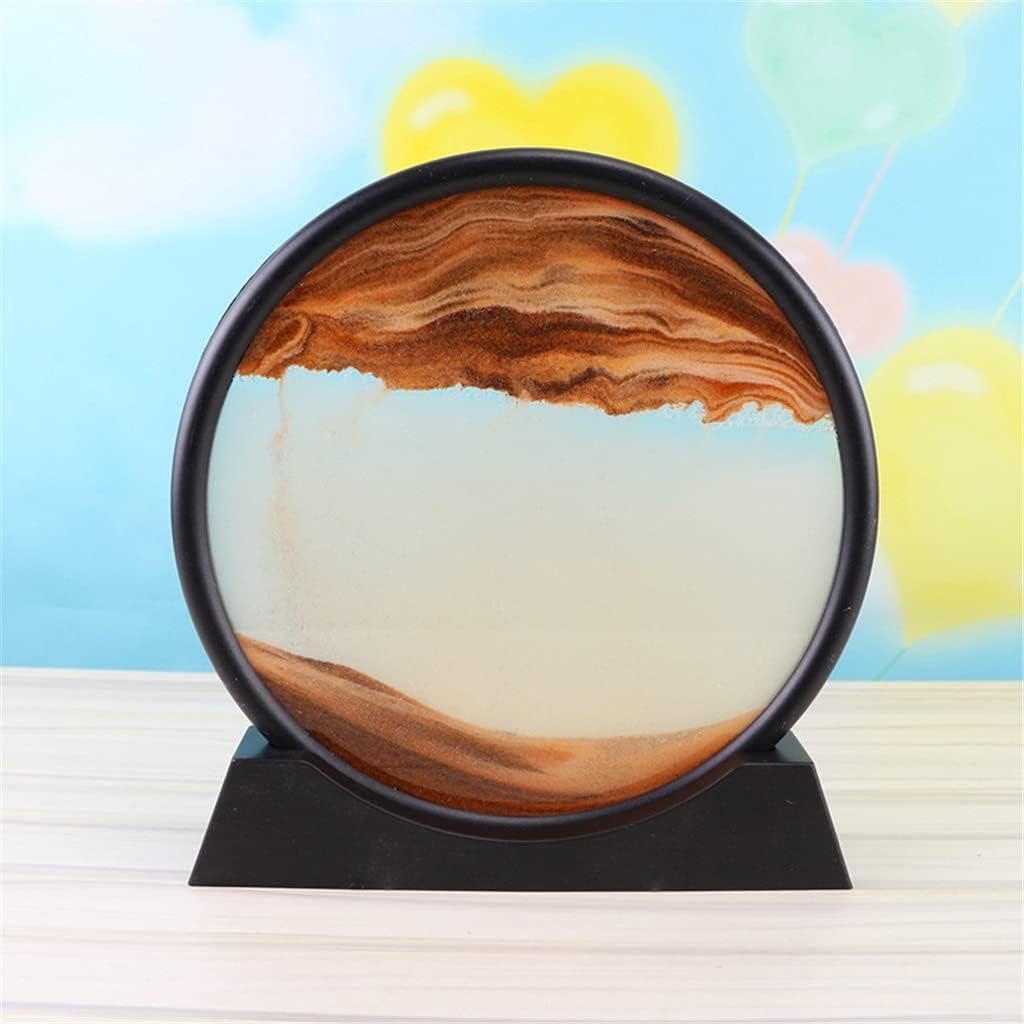 Animated Sand Art Painting Round Glass 3D Deep Sea Sand Landscape Action Display Quicksand Frame Children's Gift (7 inches) (Color: A) (D)