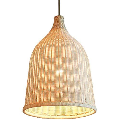 Lámpara de ratán japonesa E27 para iluminar techos altos rústicos 2