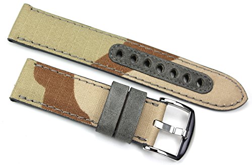 Bracelet montre 22mm resistant en toile et cuir pour remplacer un strap de plongee fragilise