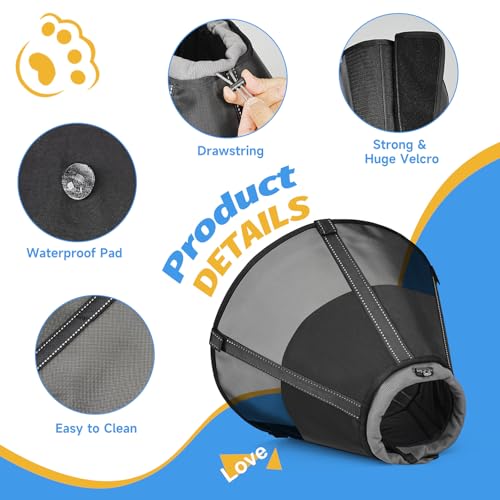 Image of Dog Cone Collar to Stop Licking, Soft Mesh Recovery Collar After Surgery with Liner, Elizabeth Cone Alternative for Medium and Large Dogs, for Surgery, Spay, Neuter, Wound Care,XS,Matte Black