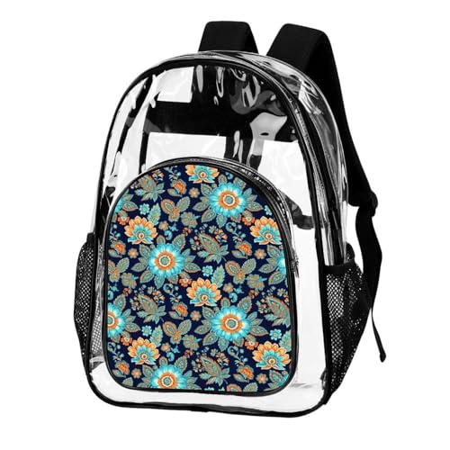 Casual Fashion Transparent Bag with Multi Pockets for Adults Floral Flowers Travel, Beach Outings, Concerts, Vacation, Daily Use2