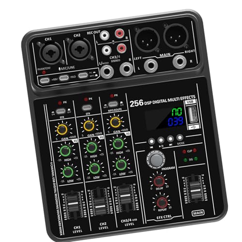 jebyltd Mezclador De Sonido Compacto 6 Canales con Efectos Power Studios 48 V Modo Múltiple para Podcasting Y Espectáculos En Escenario Mezclador Profesional