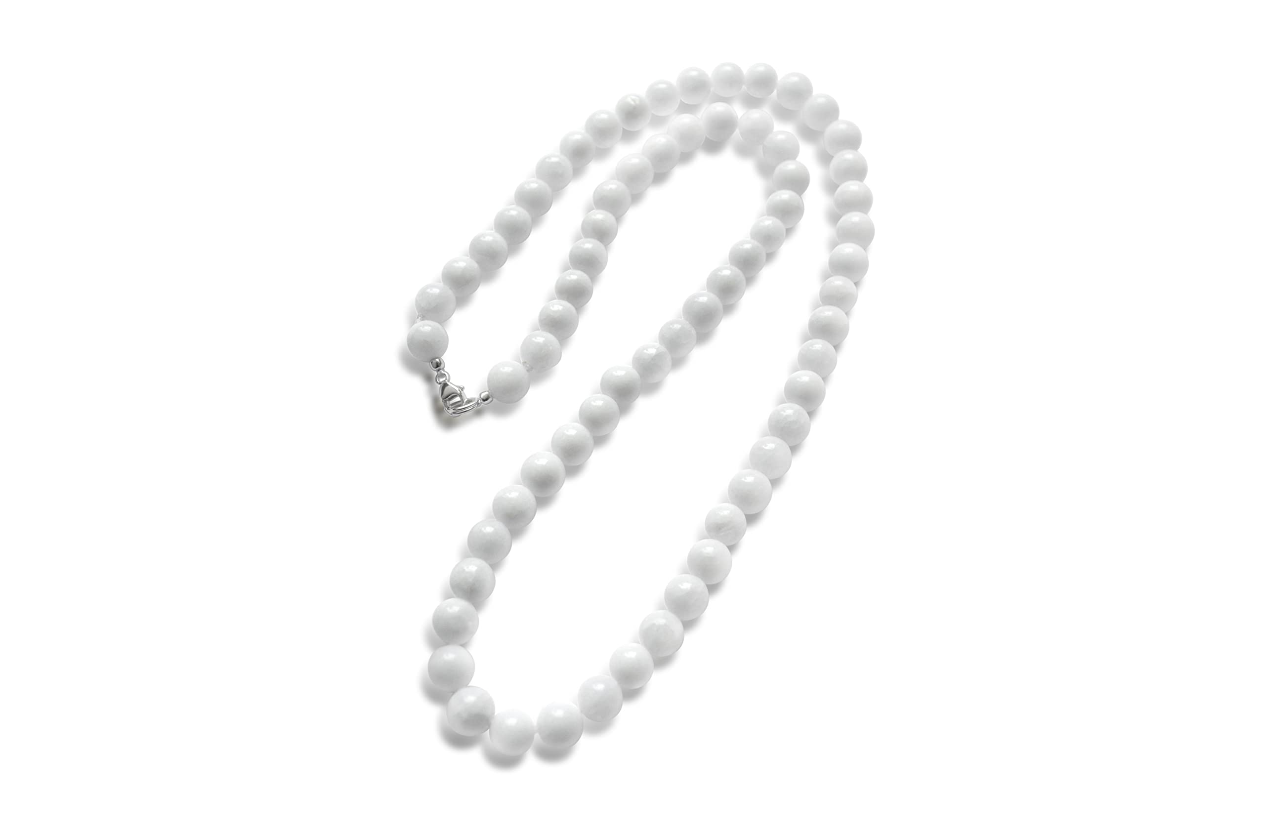 Collana In Giada Malese Naturale, Vera Giada Verde, Perle Da 10 Mm, Lunghezza 43 Cm, Fatta A Mano In Germania