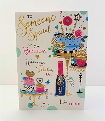 Jonny Javelin Female Someone Special Birthday Card - Birthday Cake Champagne