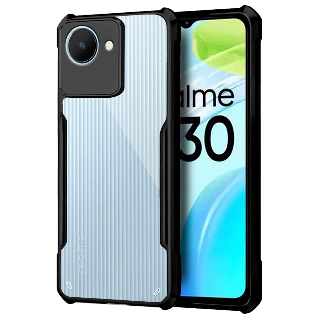 Fashionury Back Cover Case for Realme C30 (Crystal Glass Back Camera Protection Shockproof