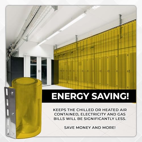 Image of Yellow Kit PVC Smooth Plastic Strip Door Curtain 36x80 in Standard Clear Waterproof Commercial Walk in Freezers Warehouse Garage Gate Doorway Clean Rooms Heavy Duty Vinyl 1173