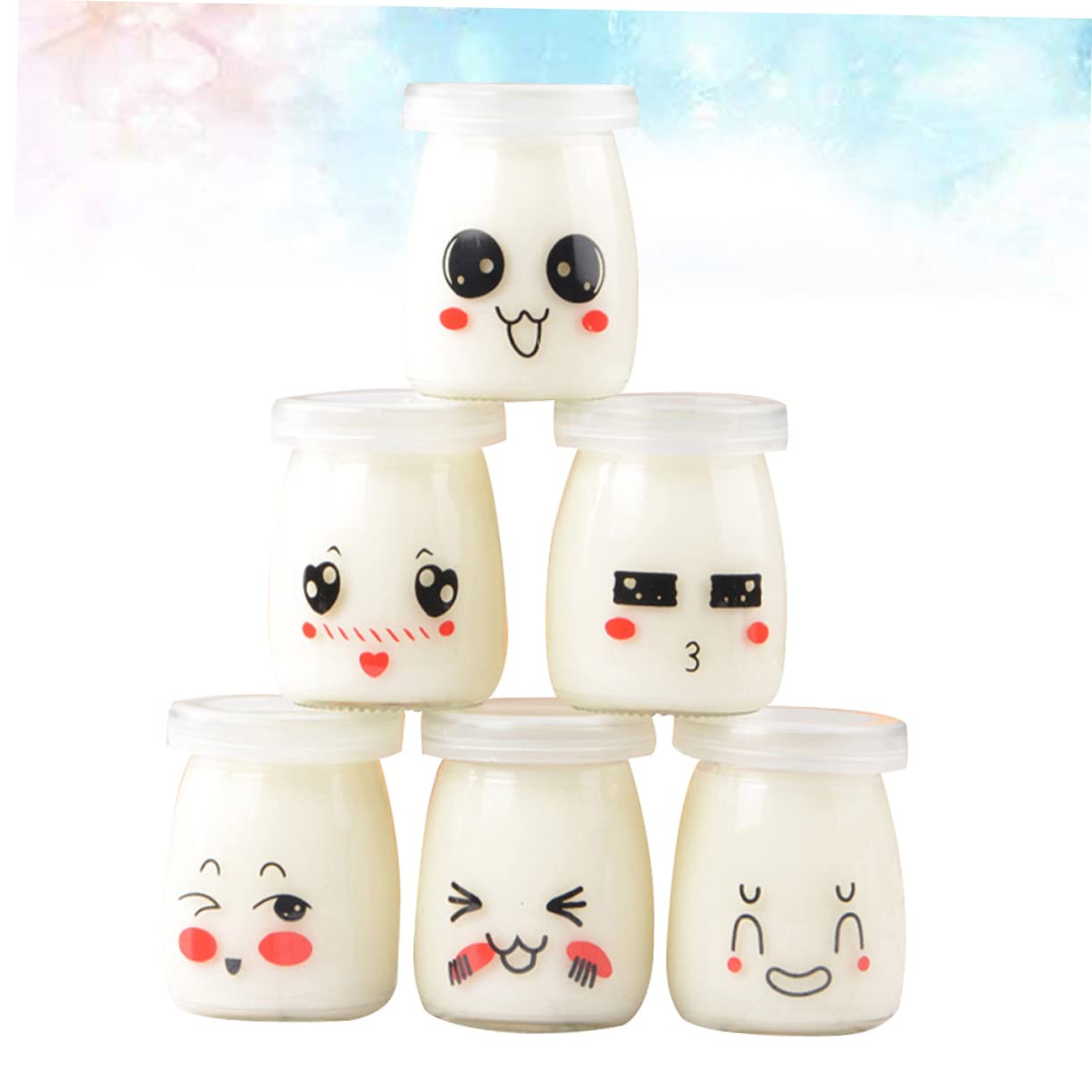 Pots de Yaourt en Verre 200ml Lot de 6, Réutilisables Résistants Chaleur