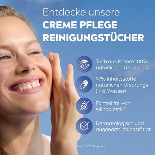 NIVEA Reinigungstücher 3in1 Creme Pflege, sanfte Abschminktücher für wasserfestes Make-Up, Gesichtsreinigung für alle Hauttypen mit Duft & Pflege der NIVEA Creme (25 Stück)