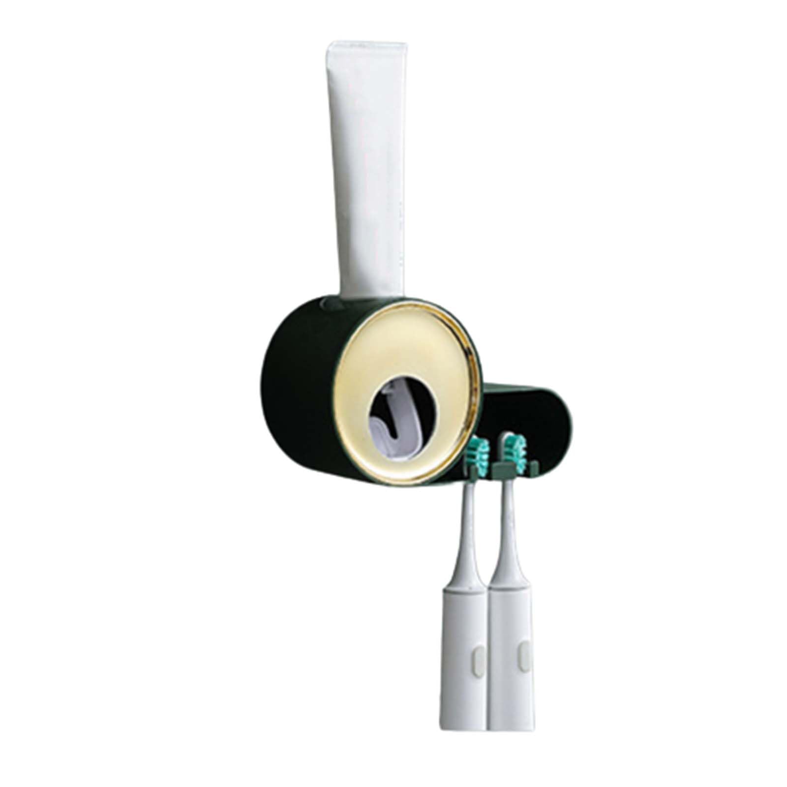 Dispensador Pasta Dientes Dispensador De Pasta De Dientes Organizador Baño Porta Cepillo De Dientes Viaje Portacepillos De Dientes Pared Toothbrush Holder Automatico Adhesivo (16.5x6.5x10cm,Green)