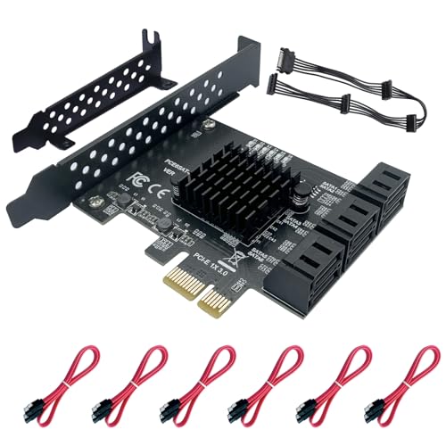 Xdingjiala Tarjeta PCIe 1X SATA de 6 Puertos - Tarjeta de