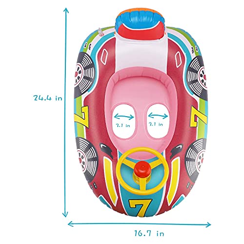 JYCAR Opblaasbare zwemmen Float Seat Boat, Water Zwemmen Ring Drijvende Boot, Opblaasbare Float Car met Stuurwiel… - Image 3