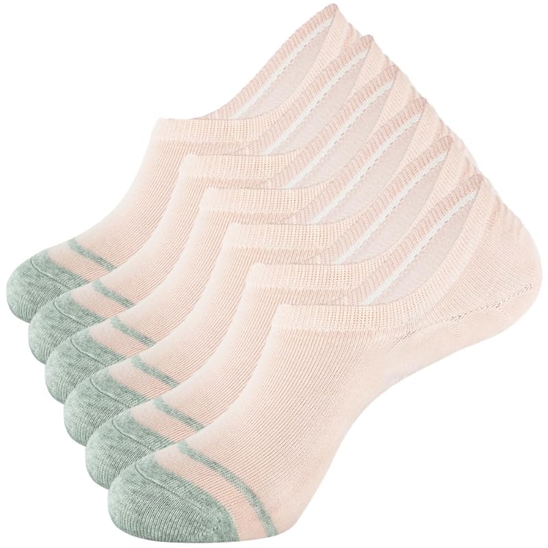 Image of Women's 6-Pack Anti Slip Odor Proof Blister Resisting Moisture Wicking Cotton No Show Invisible Liner Socks