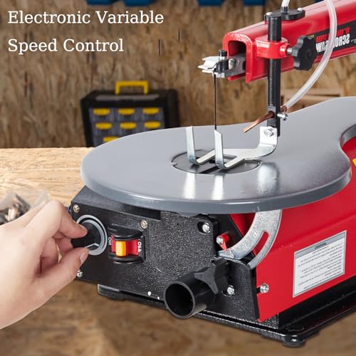 16-Inch Variable Speed Scroll Saw With Extra-Large Adjustable Tilting Work Table - Perfect for Woodworking