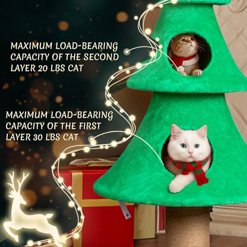 Árbol para gatos tipo árbol de Navidad 59 in verde miniatura 7
