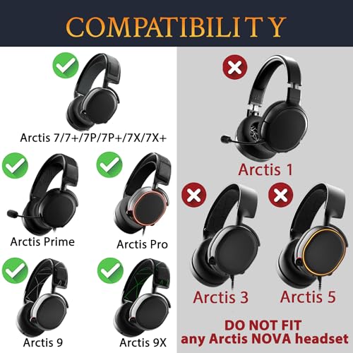 Image of SOULWIT Flexible Fabric Replacement Headband for SteelSeries Arctis 7 /7+ /7X /7P /7P+ /9 /9X /Pro /Prime Gaming Headset, Headphones Replacement Band, Headstrap Head Cushion Pad Repair Part - Black Line