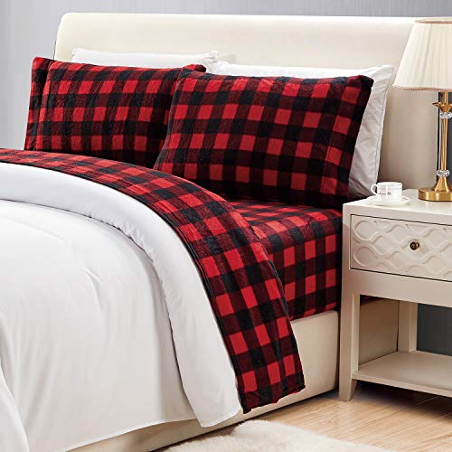 Viviland Plush Micro Fleece Bed Sheet Set, Extra Warm Polar Fleece 4 Pcs