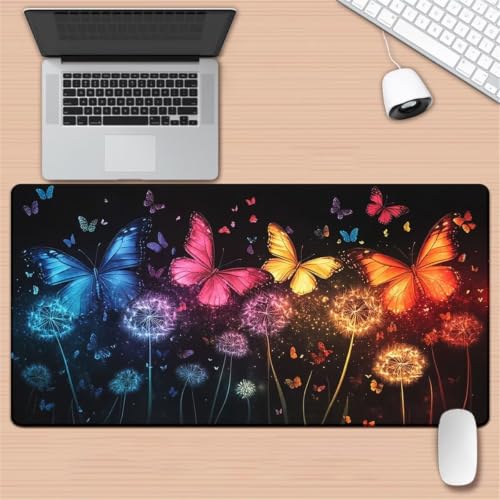 Alfombrilla ratón gaming grande con diseño de mariposa de colores para precisión