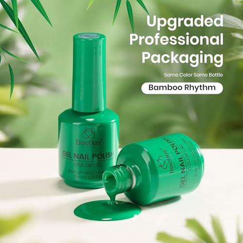 Image of Beetles Green Gel Nail Polish - Bamboo Rhythm 15ML /0.51Fl Oz, Green Gel Polish, Color-Matched Bottle, Soak-Off UV LED, Long-Lasting Holiday & Summer Nails Art for DIY Beginners & Salon Pros