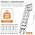 Generic Retractable Loft Foldable Ladder with 2 Handrails and Pull-Down System Anti-Slip Retractable Folding Stair Load Capacity 660Lbs for Indoor Garage Basement Storehouse