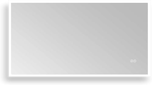 Andmakers Huron - Espejo de tocador LED rectangular sin marco de 40 pulgadas de ancho x 24 pulgadas de alto para baño color plateado