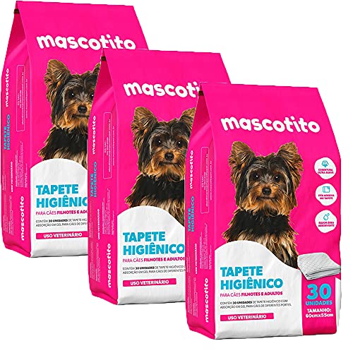 Combo 3 Tapetes Higiênicos 60x55cm Mascotito C/90 Unidades