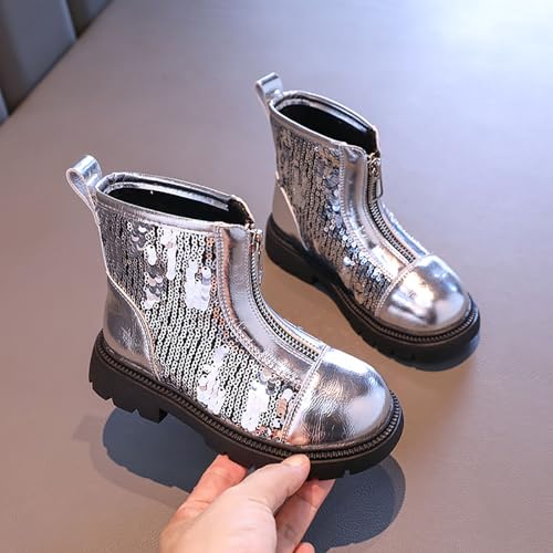 IWIHMIV Girls Ankle Booties Toddler Glitter Boots Girls Boots Kids Ankle Boots Comfortable Girls Zipper Booties Girls Short Boots2
