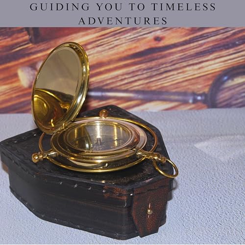 Brújula Calendario Perpetuo de Latón Victoriana con Caja de Cuero Grabada miniatura 6