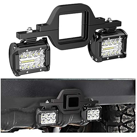 Nilight 2 Pcs 4 Inch 60W Led Pods with 2 Inch Tow Hitch Mounting Brackets Backup Reverse Lights Rear Light Bar for Pickup ATV SUV Truck Trailer Boat Cover