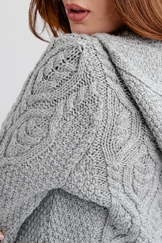 Image of SAOL Women's Hooded Zip Cardigan - Pure Merino Wool Irish Sweater - Warm & Breathable Outer Layer