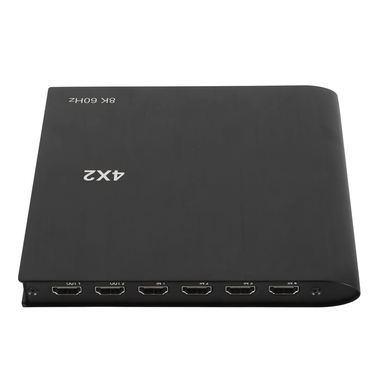 Switch HDMI, Commutatore HDMI 4 in 2 Out 8K 60Hz con Telecomando, SPDIF + Uscita Audio da 3,5 Mm Selettore Video Supporta HDCP 2.2 e 1.4 per Lettori DVD, PC, Monitor (Spina