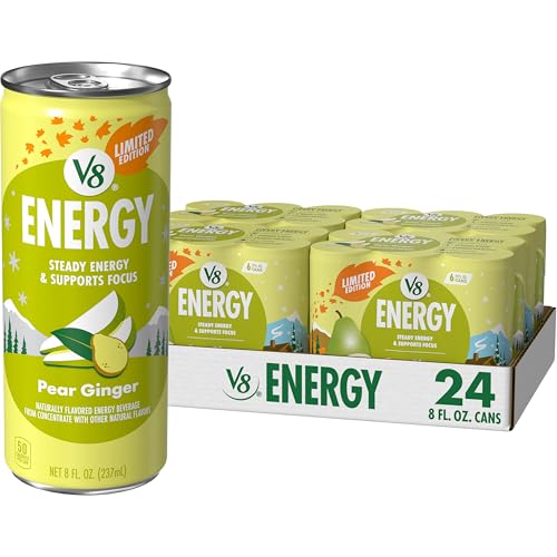 Image of V8 Energy Pear Ginger Energy Drink, 8 fl oz Can (24 Pack)