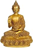 Exotic India Shakyamuni Buddha-Statue in Mudra, Messing, Antikgelb, 20,3 x 30,5 x 40,6 cm